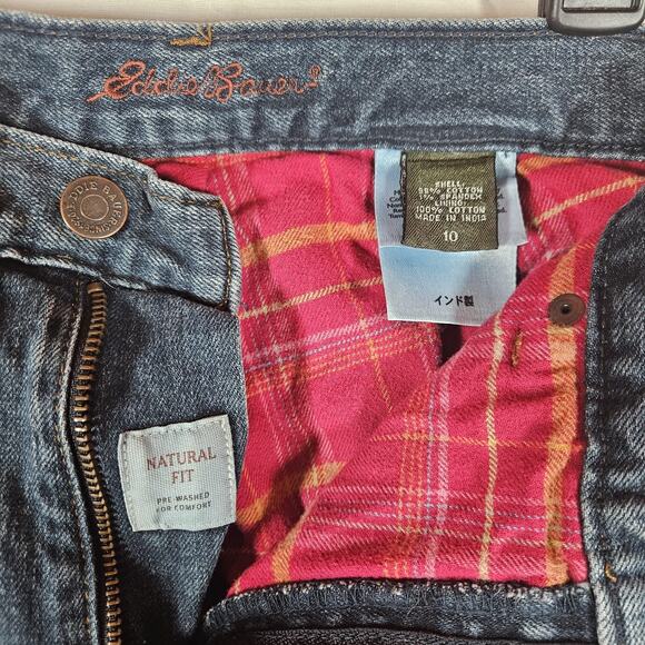 Eddie Bauer Flannel Lined Jeans Womens 10 30x31 Blue Premium Denim Natural Fit - Picture 2 of 11